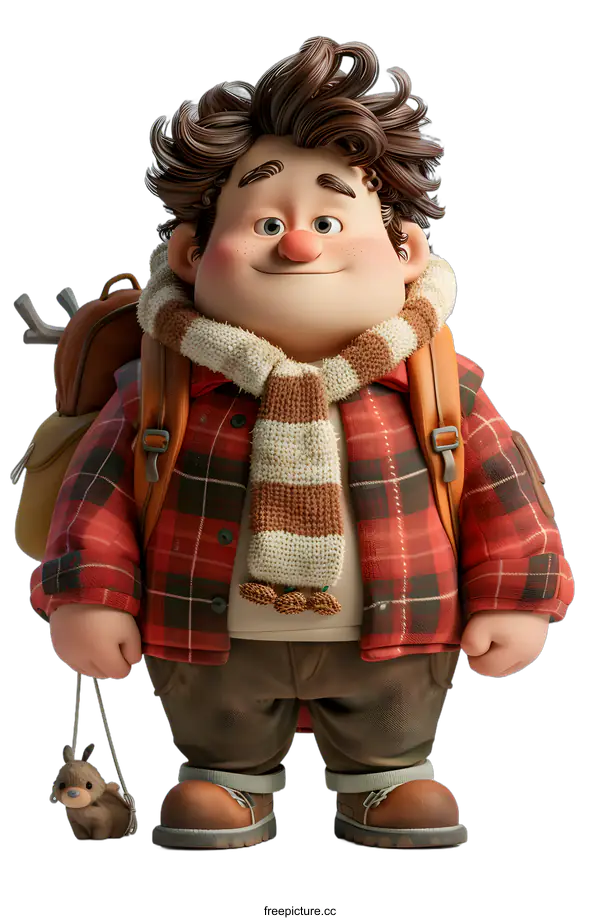 [Transparent Background PNG]Smiling Cartoon Boy Ready for Adventure