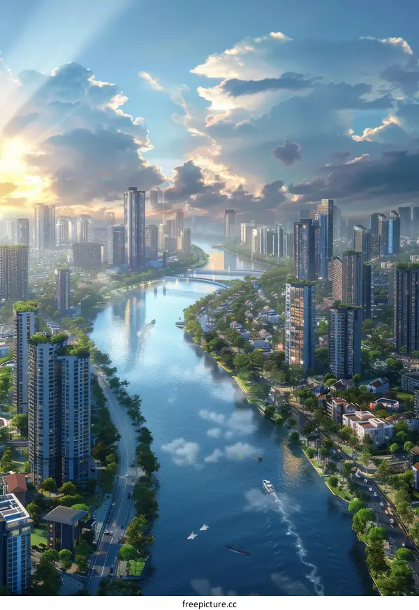 Cityscape with River