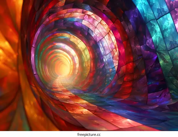 Hopeful Stained Glass Tunnel with Light at the End