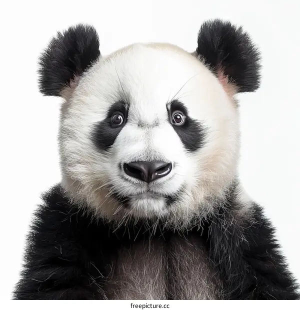 A cute panda bear with big eyes and fluffy ears