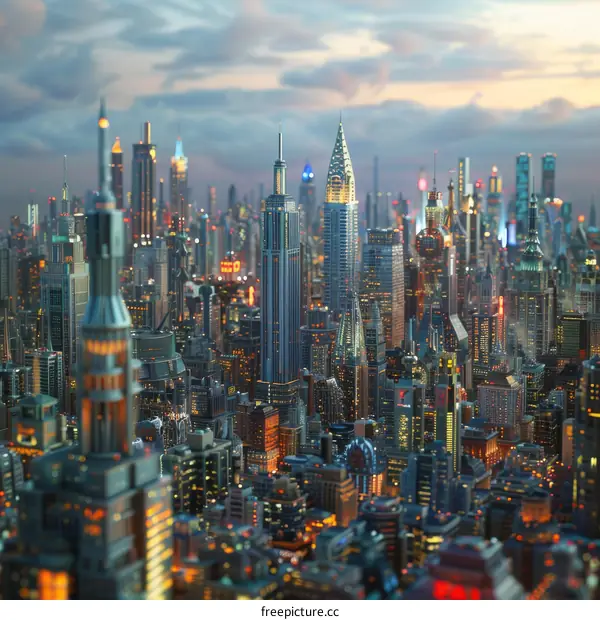 Futuristic City Skyline at Dusk