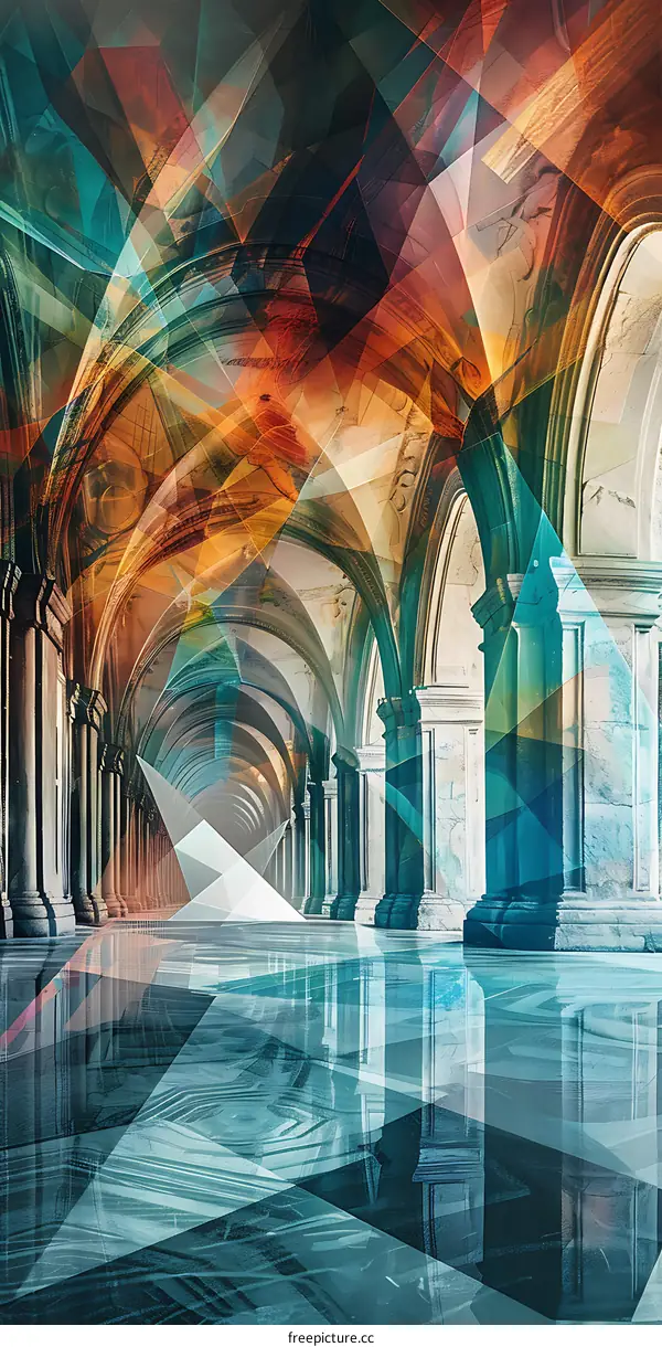 Abstract Art of Architectural Structure with Geometric Shapes