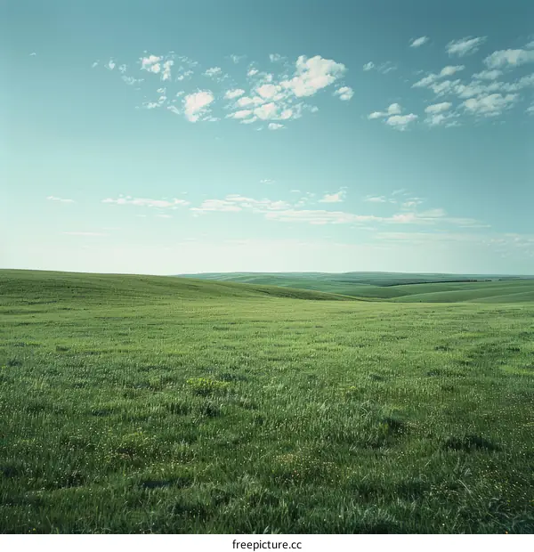 Lush Green Rolling Hills Under Blue Sky