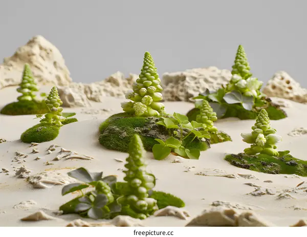 Green Plants Growing in a Desert Landscape