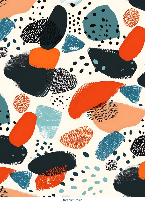 Abstract Seamless Pattern with Hand Painted Shapes