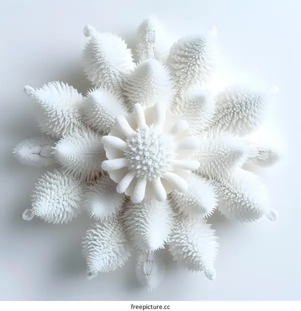 White 3D printed sculpture resembling a flower