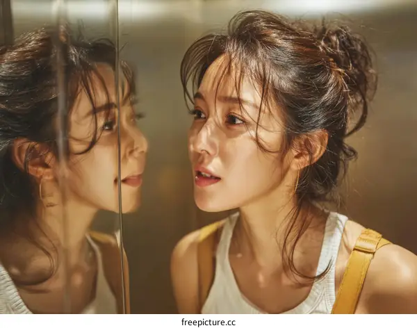 Reflection of a Woman in a Stylish Fashion Portrait