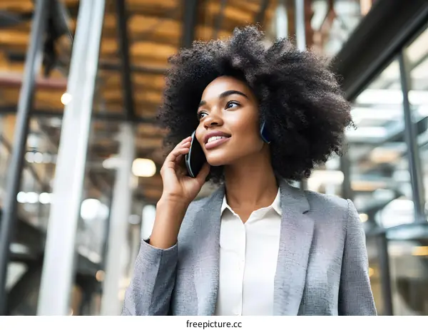 African American Businesswoman Talking On Phone