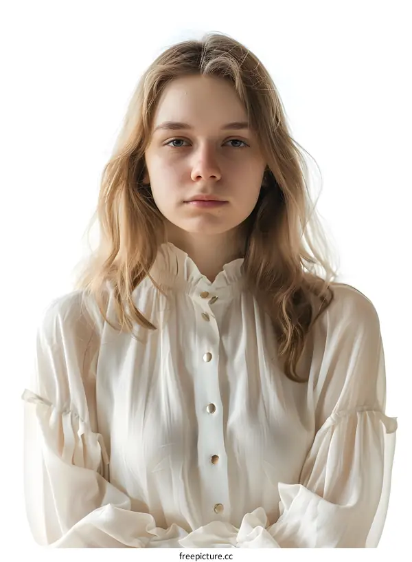 Portrait of a Young Woman with Long Blonde Hair