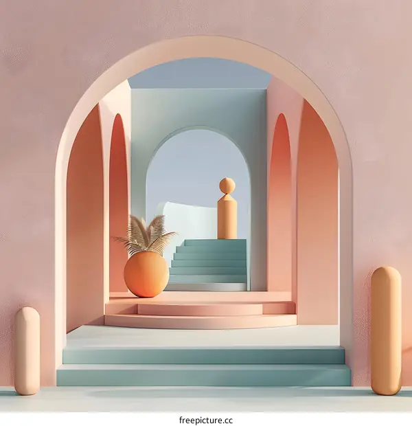 Abstract Minimalist Interior Design With Archways