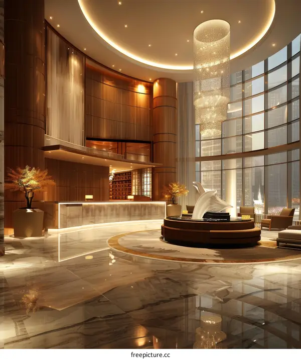 Luxury Hotel Lobby Interior Design Illustration