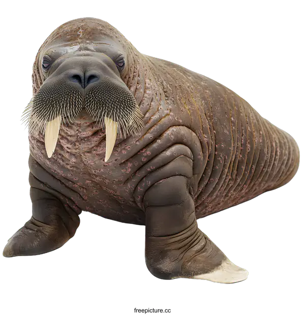 [Transparent Background PNG]Walrus with Tusks on White Background
