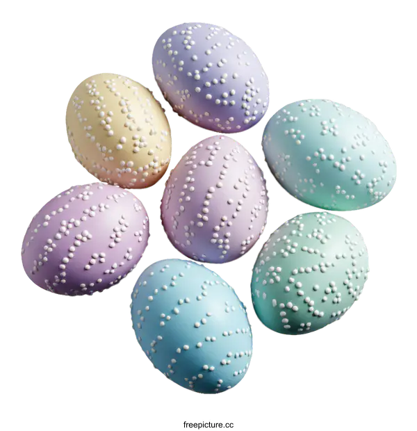 [Transparent Background PNG]Colorful Easter Eggs with Dotted Designs
