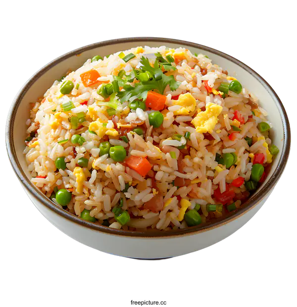 [Transparent Background PNG]Bowl of Fried Rice with Vegetables