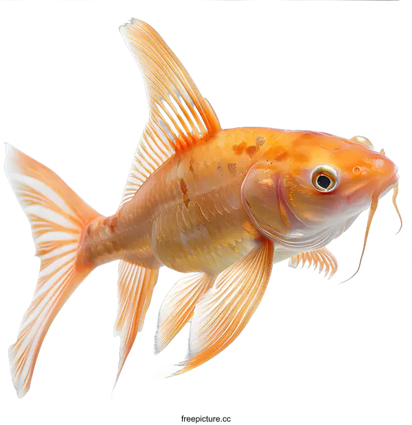 [Transparent Background PNG]A beautiful orange koi fish with long fins