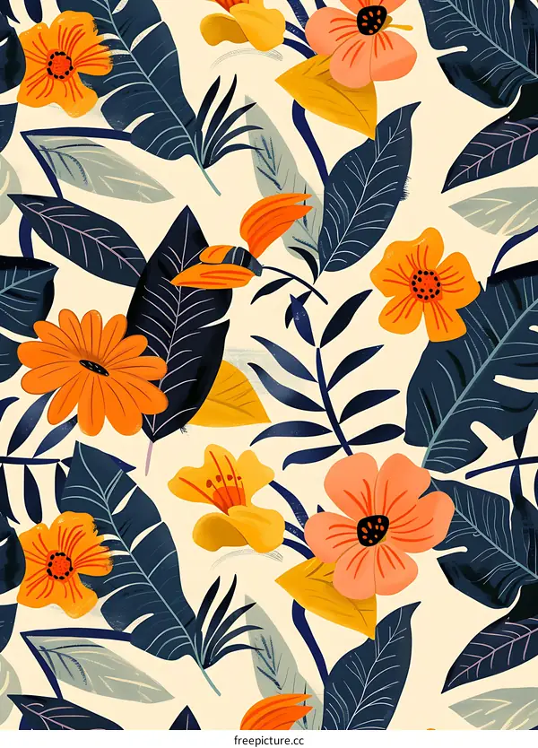 Tropical Floral Pattern Seamless Background