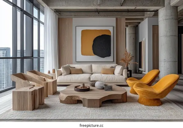 Modern Minimalist Living Room with Warm Hues