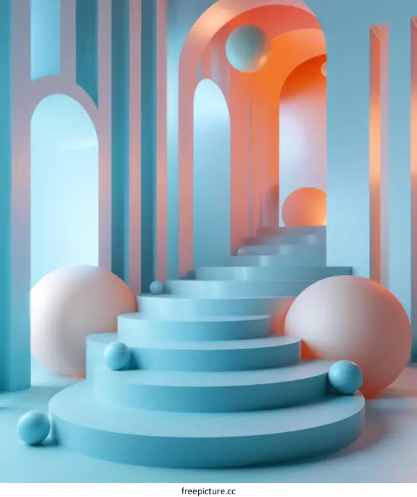 Abstract Geometric Stairway Display Design