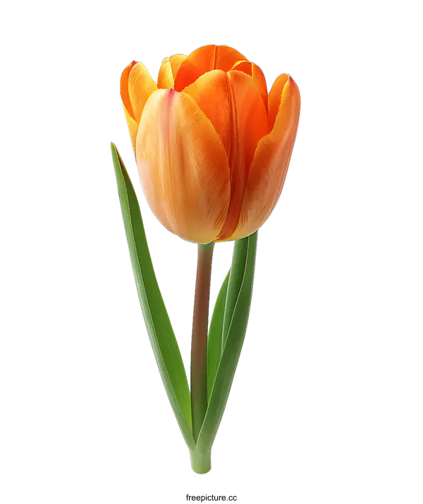 [Transparent Background PNG]Orange tulip isolated on white background