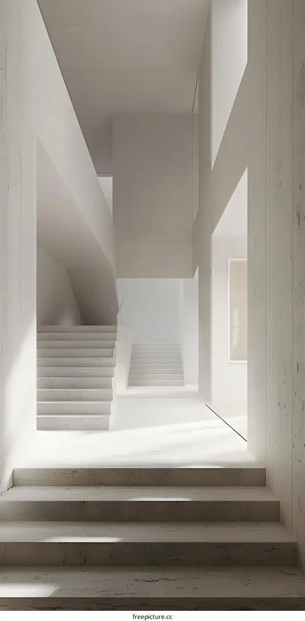 Modern Minimalist Architecture Interior Design with Staircase