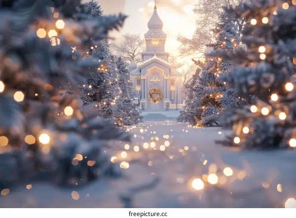 Winter Wonderland Christmas Church Scene