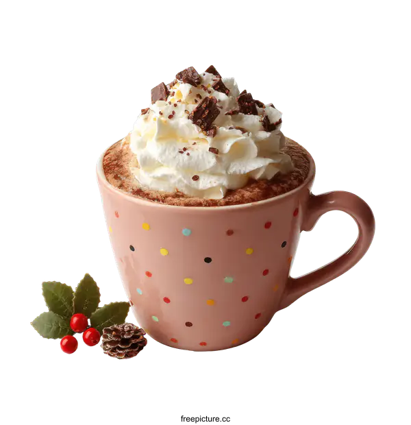 [Transparent Background PNG]Delicious Hot Chocolate in a Decorative Mug