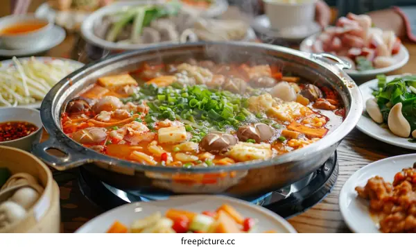 A delicious hot pot meal with friends and family