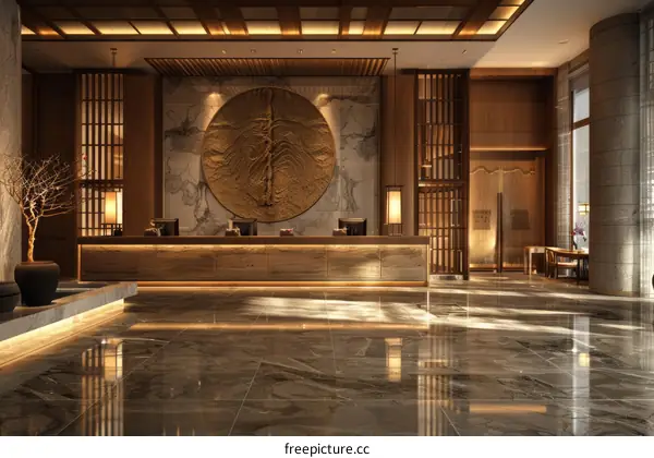 Elegant Modern Asian Style Lobby Design