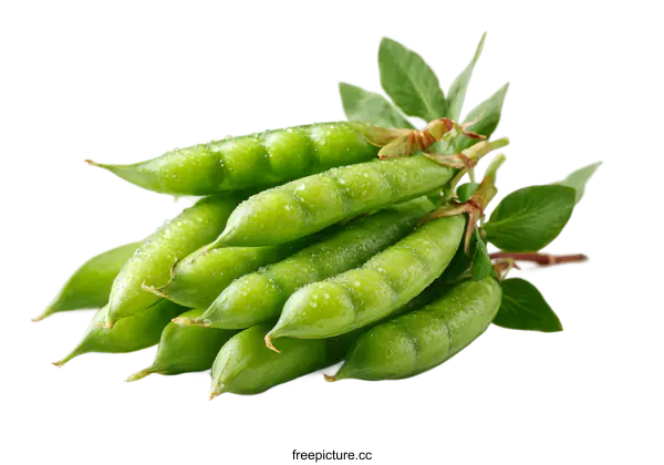 [Transparent Background PNG]Fresh Green Peas with Water Droplets
