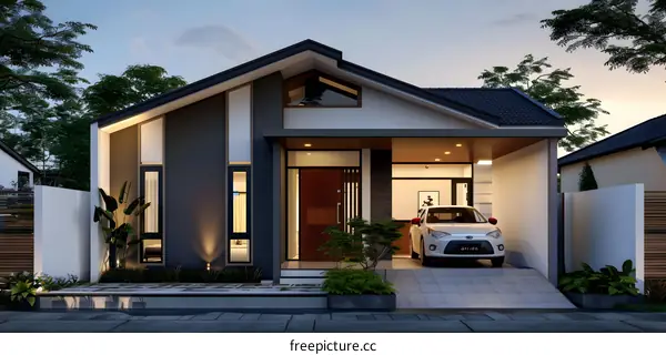Modern House Design With Car Garage