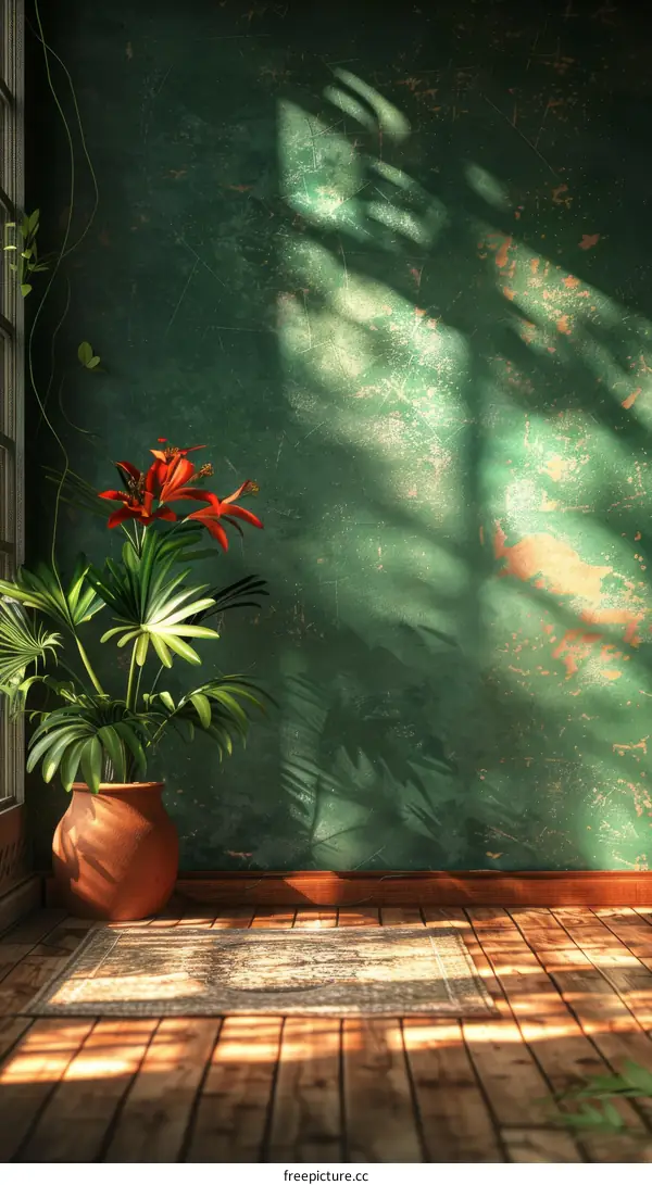 Sunlight Drenched Interior with Lush Plants