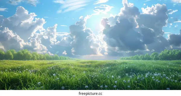 Beautiful Summer Meadow Landscape Illustration