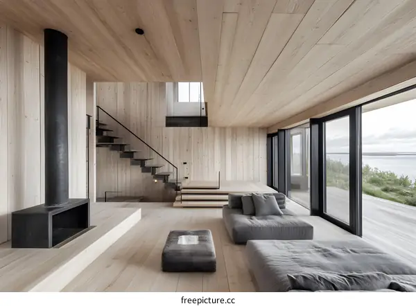 Modern Minimalist Scandinavian Wooden House Interior Design