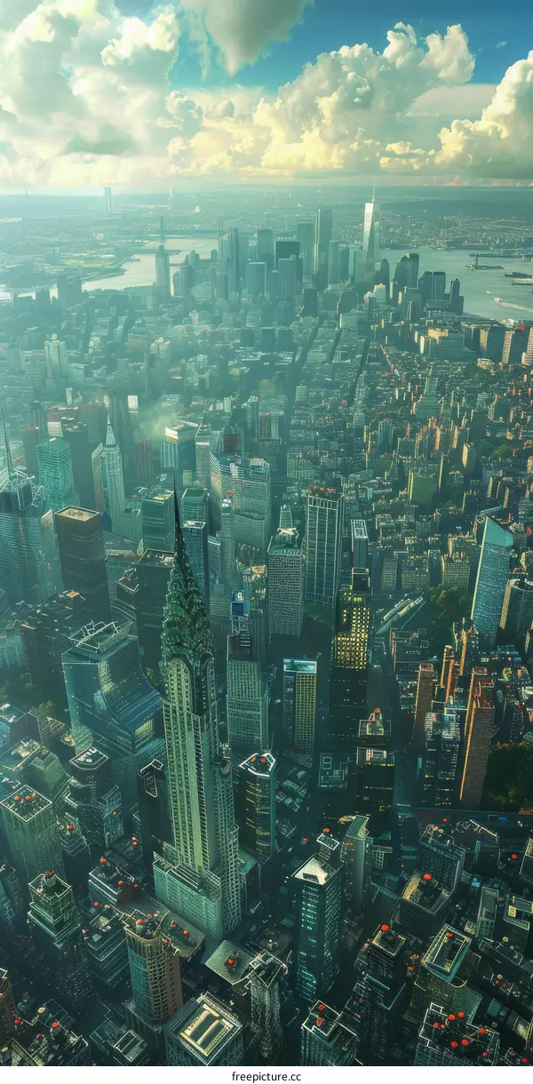 Aerial View of New York City Skyline