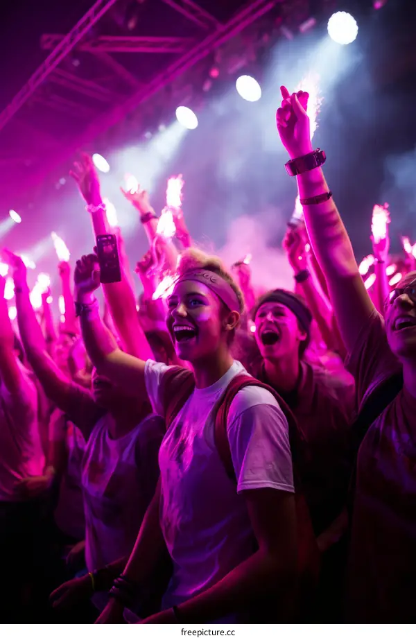 Young women at a rave party with sparklers in the air