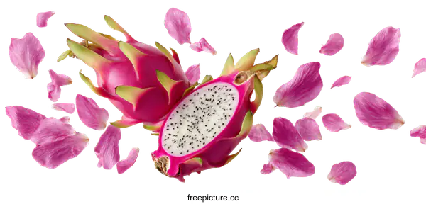[Transparent Background PNG]Dragon Fruit with Rose Petals