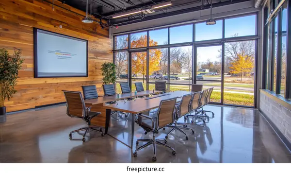 Modern Conference Room with Large Windows