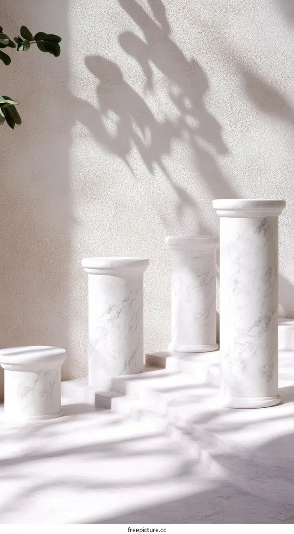 Elegant White Marble Columns and Steps