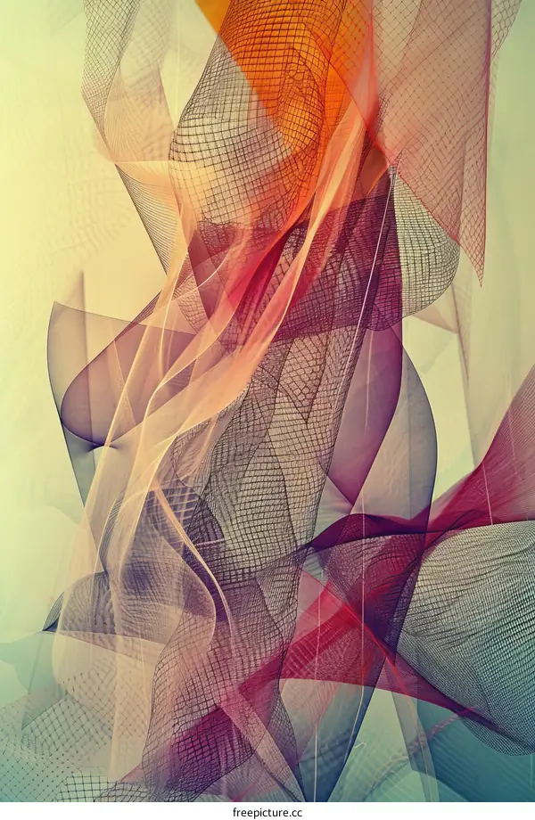 Colorful and wavy translucent fabric with a grid structure