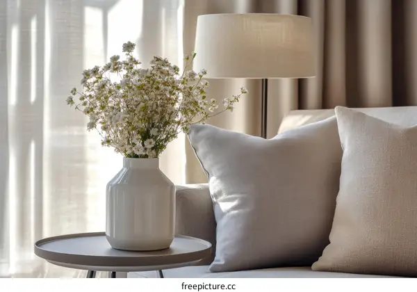 Cozy Living Room Decor with Flowers