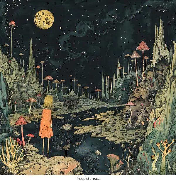 Girl in a Dreamy Forest Landscape