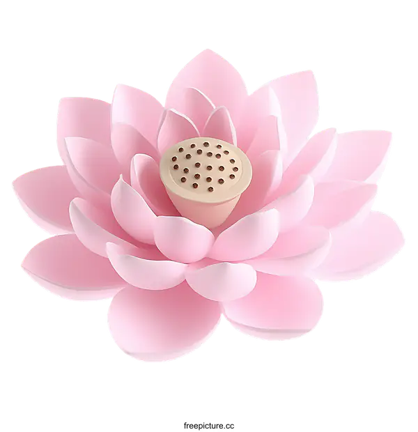 [Transparent Background PNG]Beautiful Pink Lotus Flower Illustration