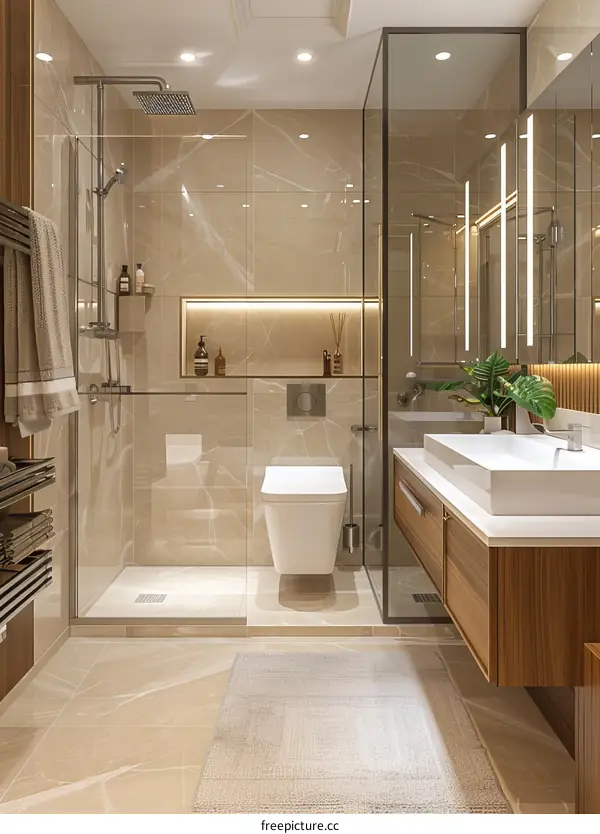 Modern Beige Bathroom Interior Design
