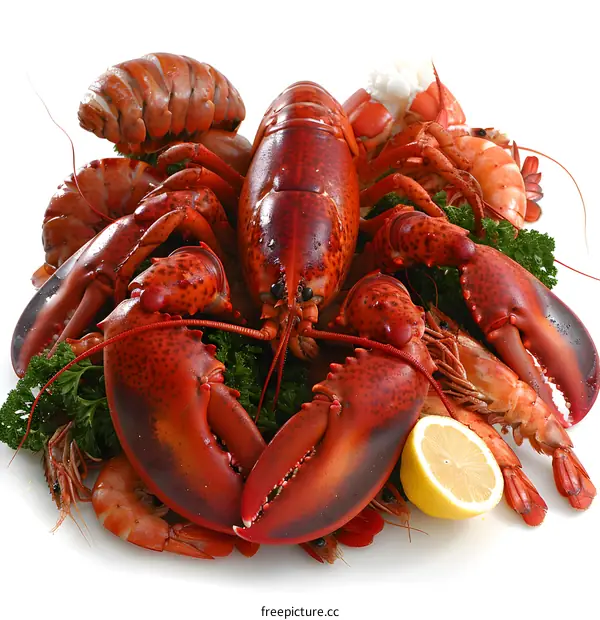 Fresh and delicious seafood including lobster, crab, and shrimp