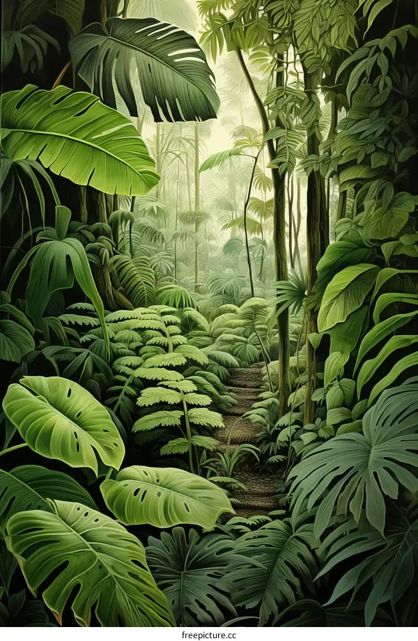 Lush Green Foliage in the Rainforest