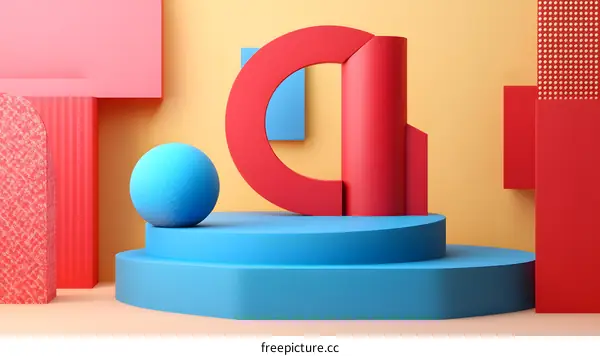 Abstract Geometric Shapes Colorful 3D Rendered Scene