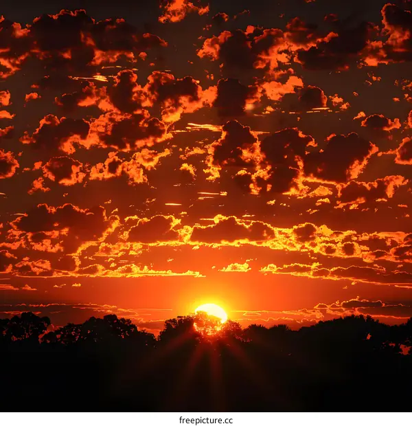 red sunset over the horizon