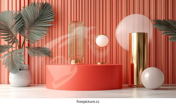 Coral Pink Modern Minimalist Display Background