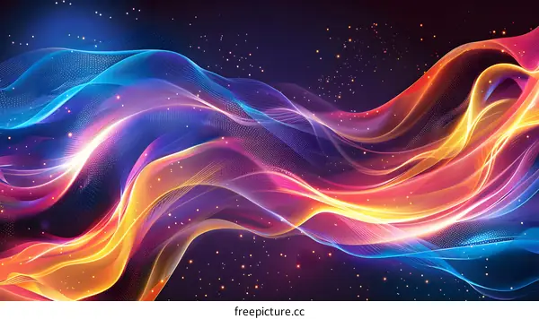Colorful Glowing Light Waves