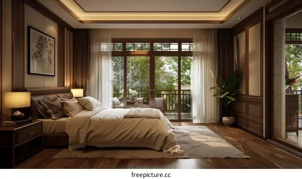 Elegant Modern Bedroom Interior Design Illustration